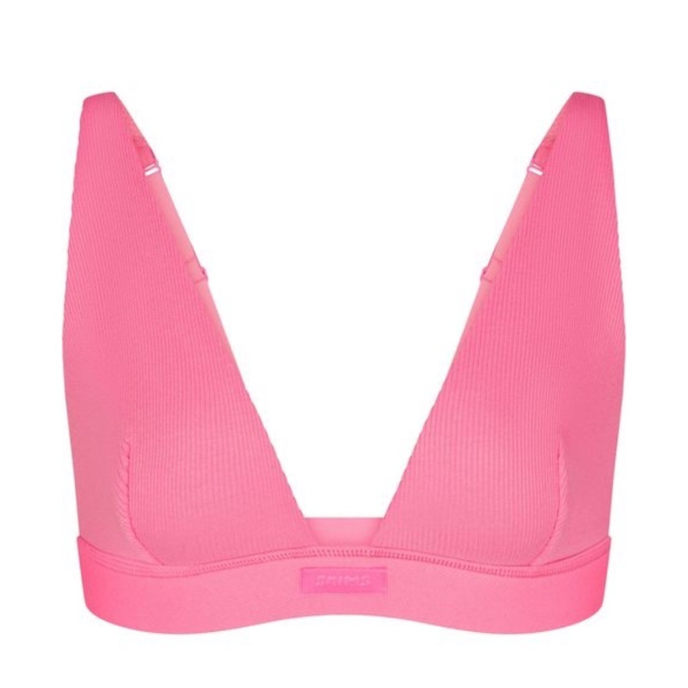 SKIMS PLUNGE RIBBED COTTON-BLEND JERSEY BRALETTE, SIZE M - Picture 1 of 8